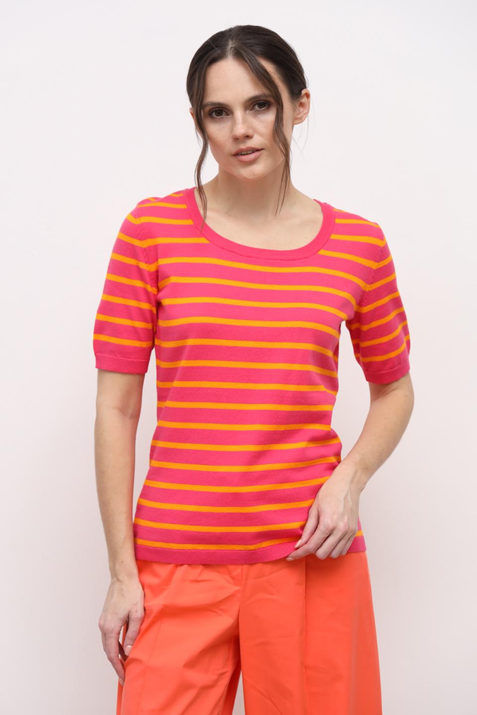 Пуловер Oui в полоску, розовый