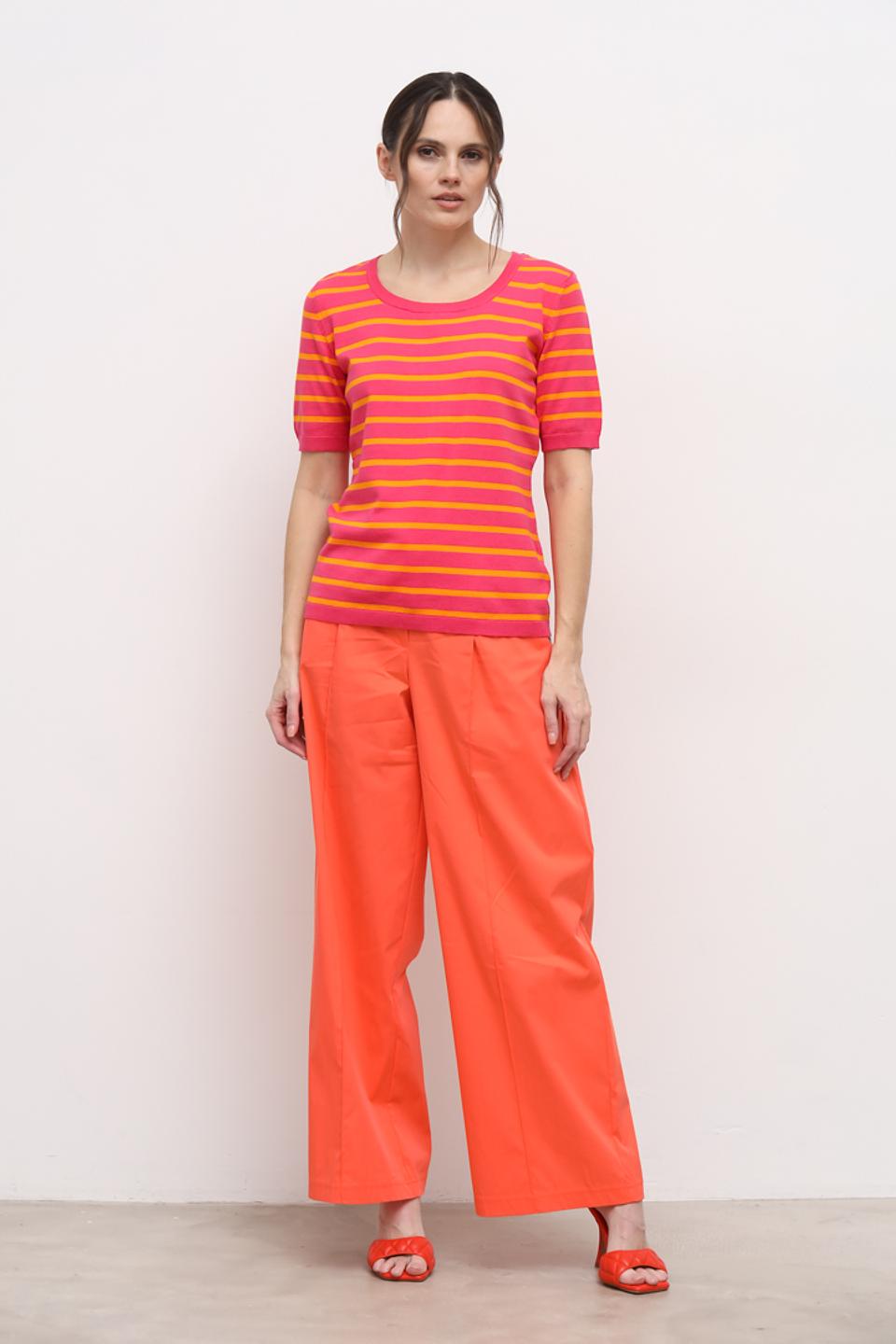 Пуловер Oui в полоску, розовый