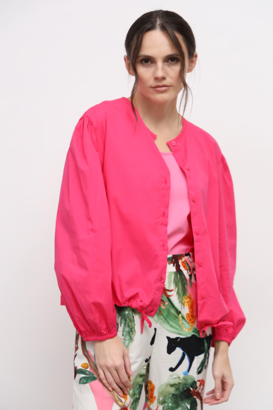 Рубашка Oui с объёмными рукавами фуксия