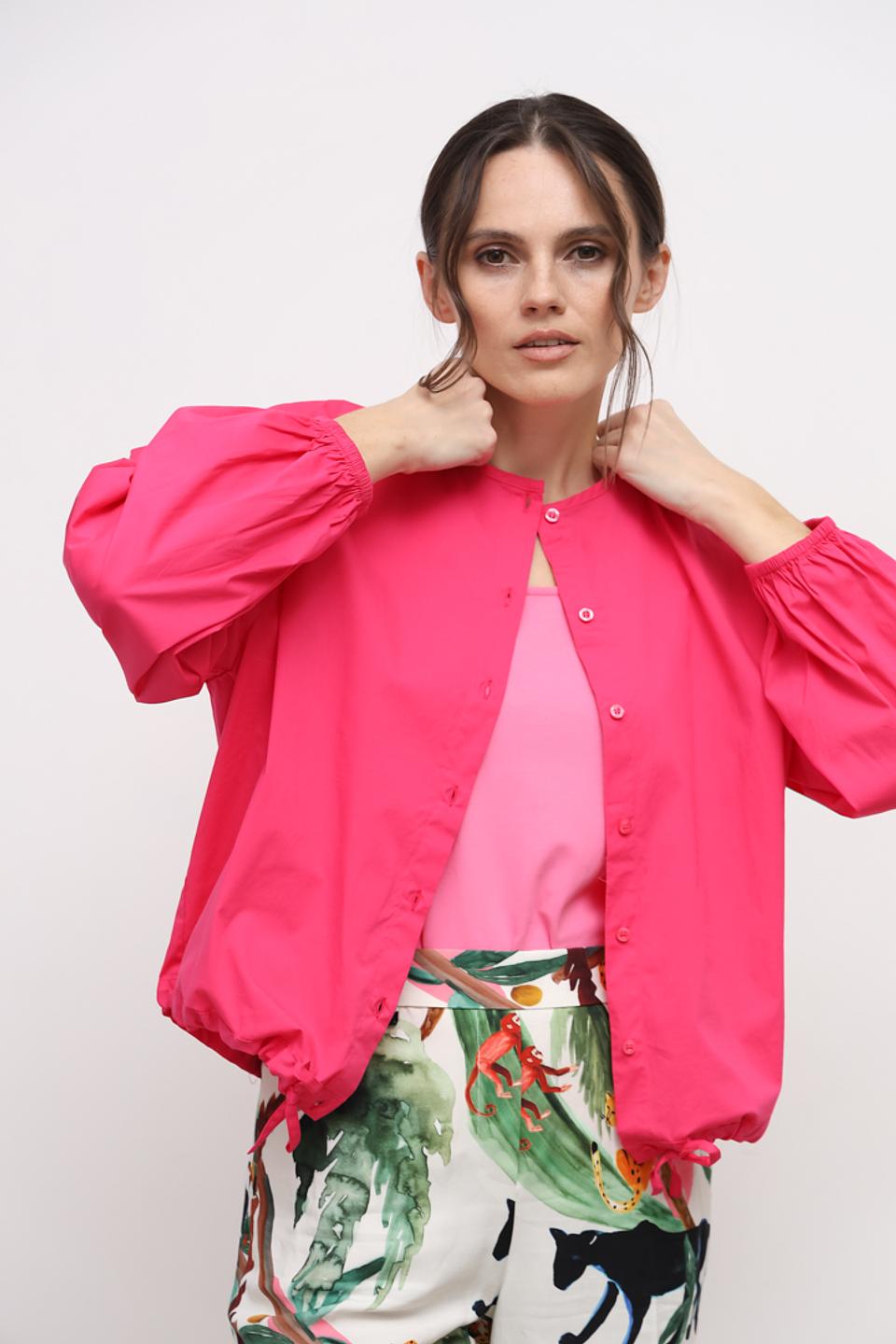 Рубашка Oui с объёмными рукавами фуксия