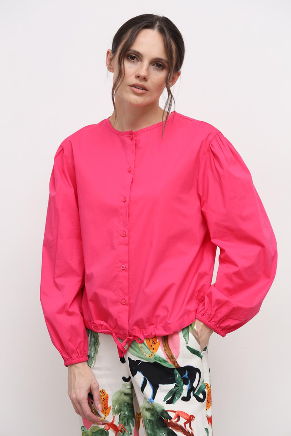 Рубашка Oui с объёмными рукавами фуксия