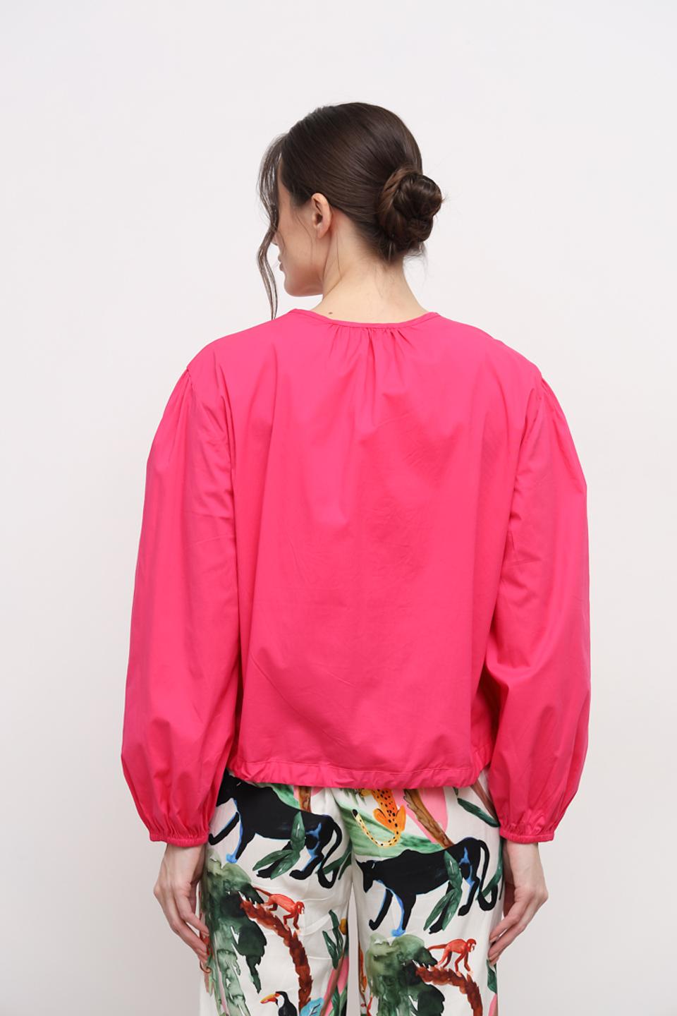 Рубашка Oui с объёмными рукавами фуксия