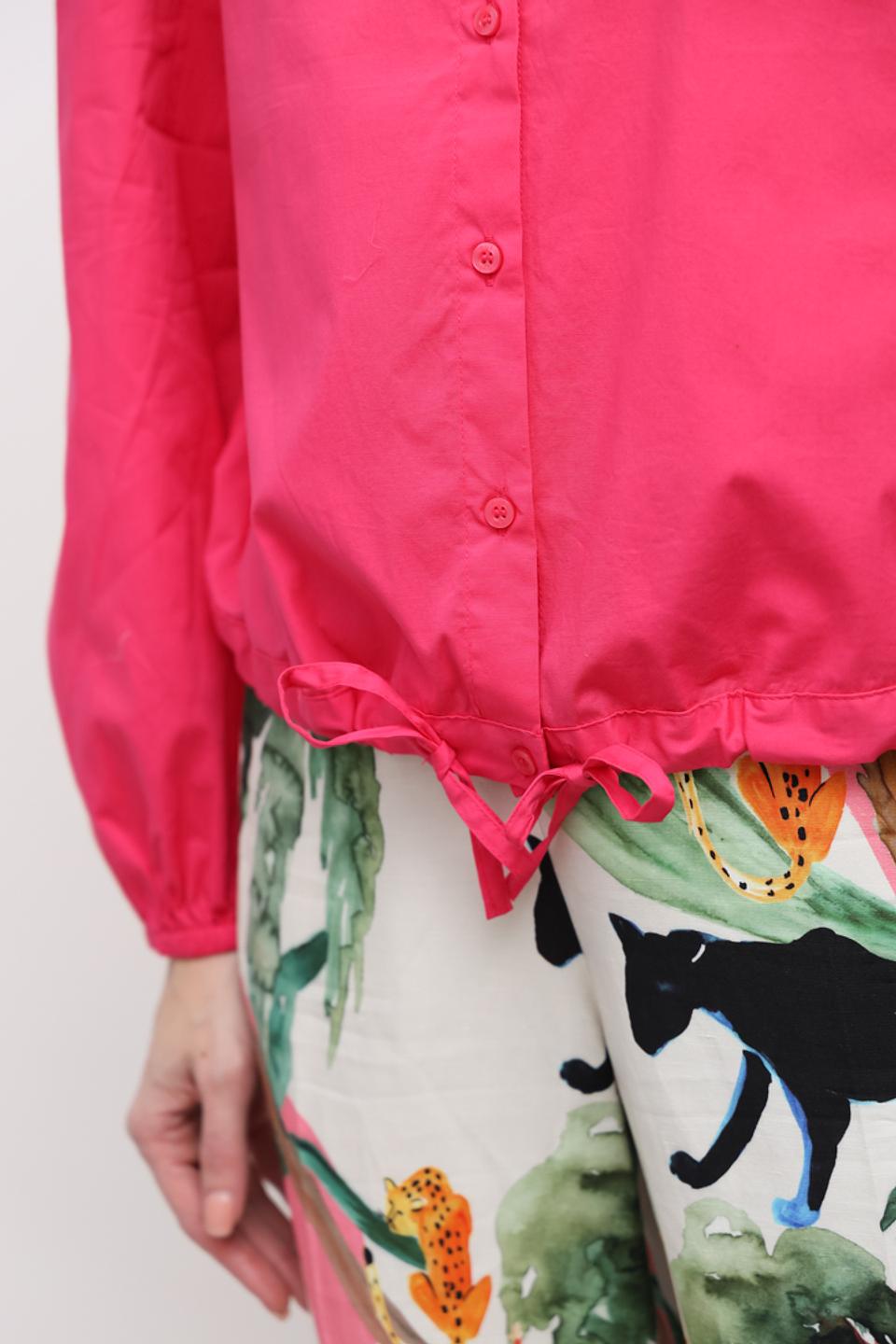 Рубашка Oui с объёмными рукавами фуксия