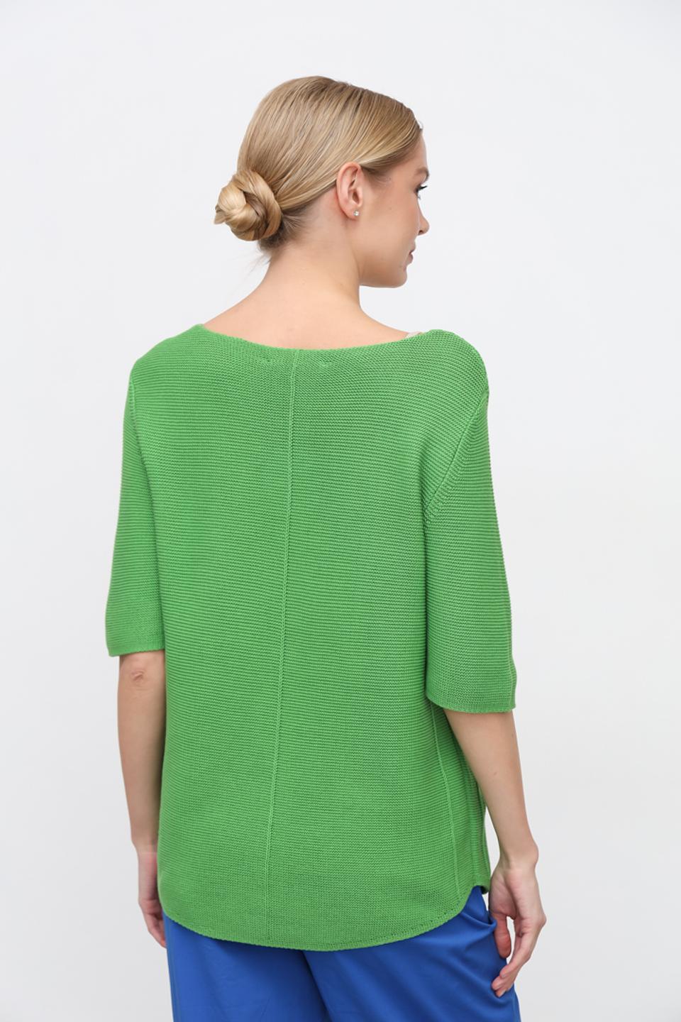 Пуловер Oui зелёный с рукавом 3/4