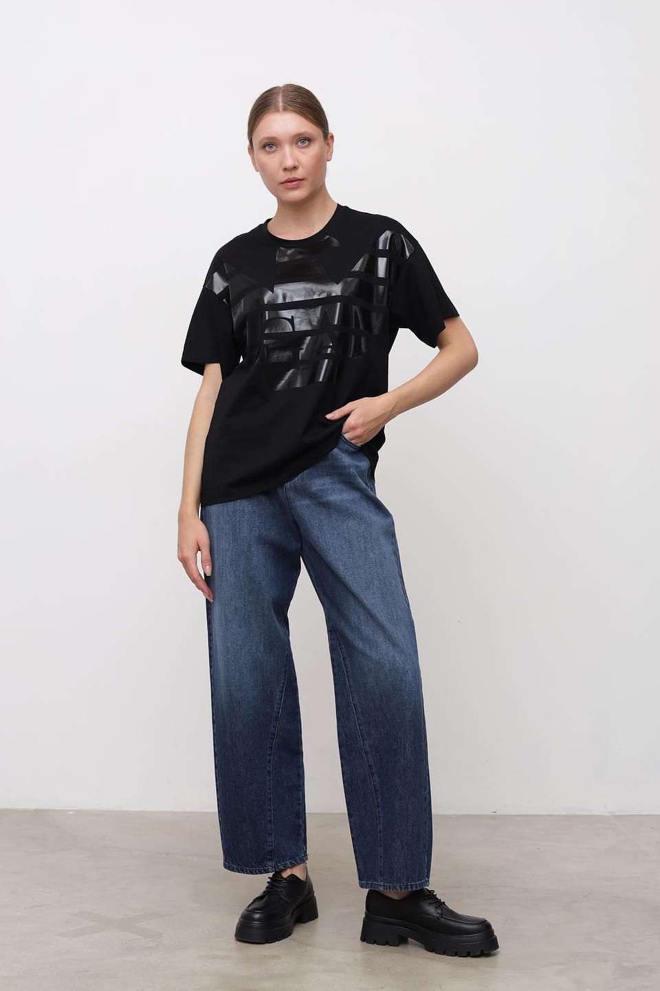 Джинсы Emporio Armani широкие голубые