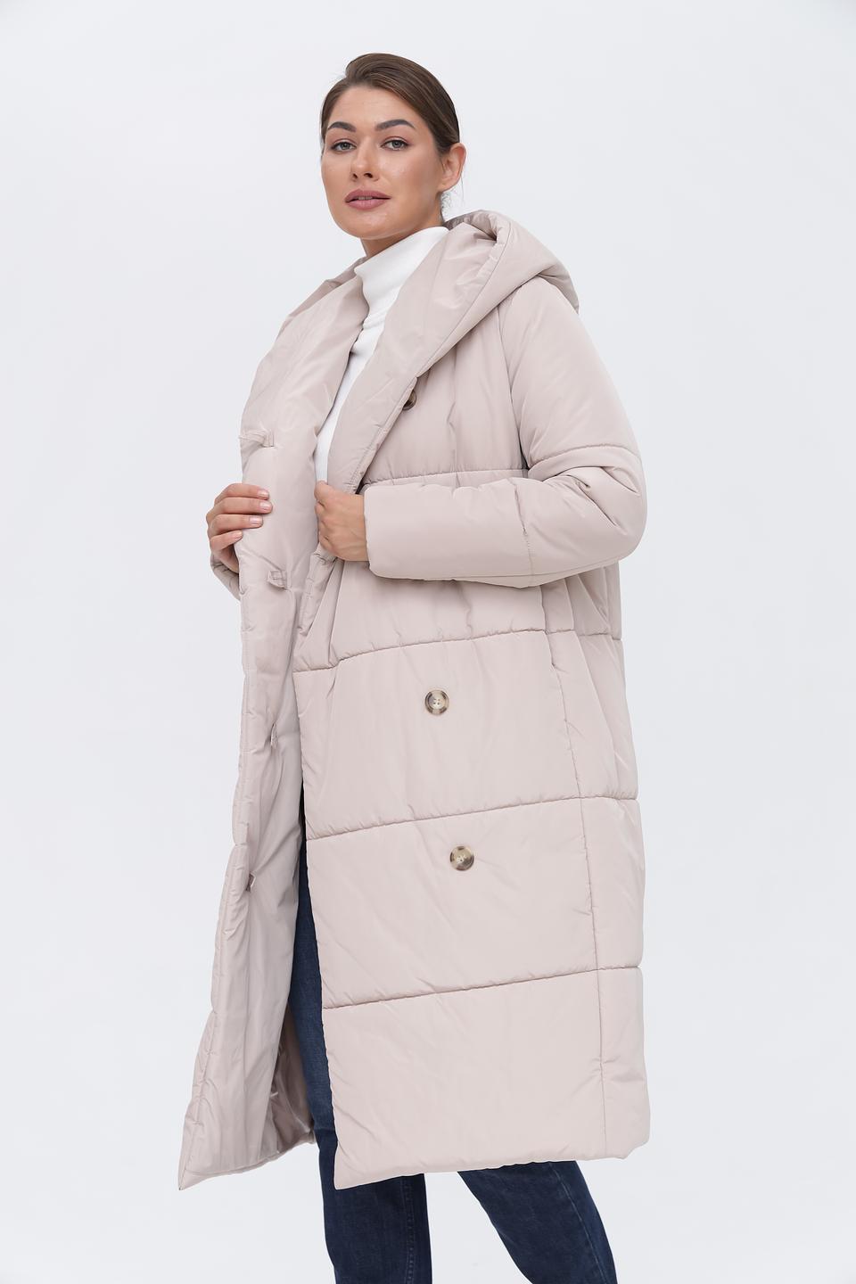 Пальто Electra style стеганое бежевое