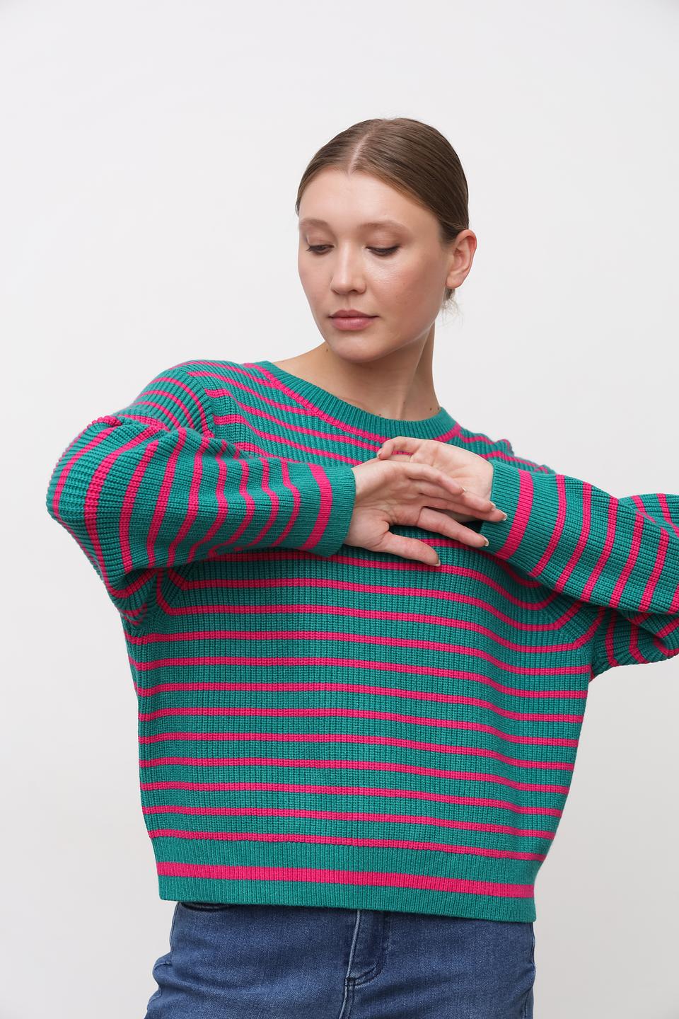 Пуловер Oui в полоску