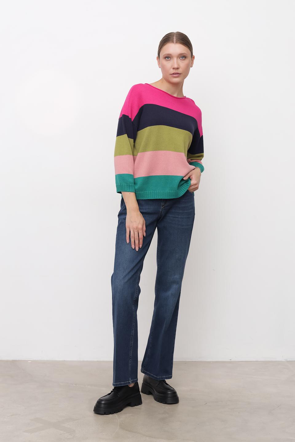 Пуловер Oui в полоску