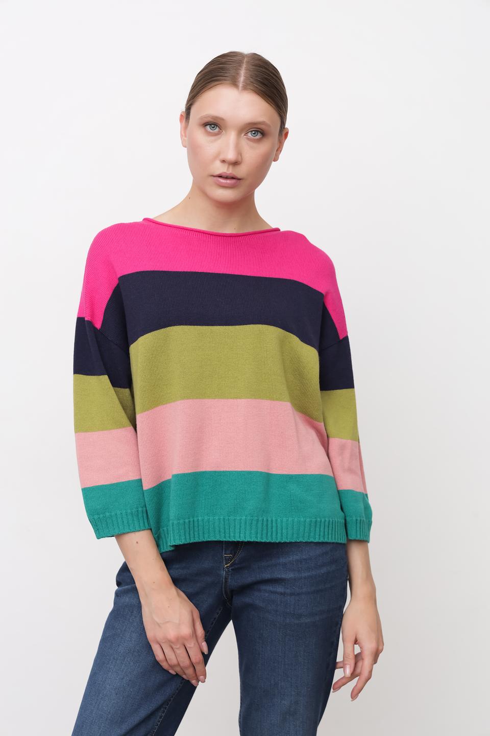 Пуловер Oui в полоску