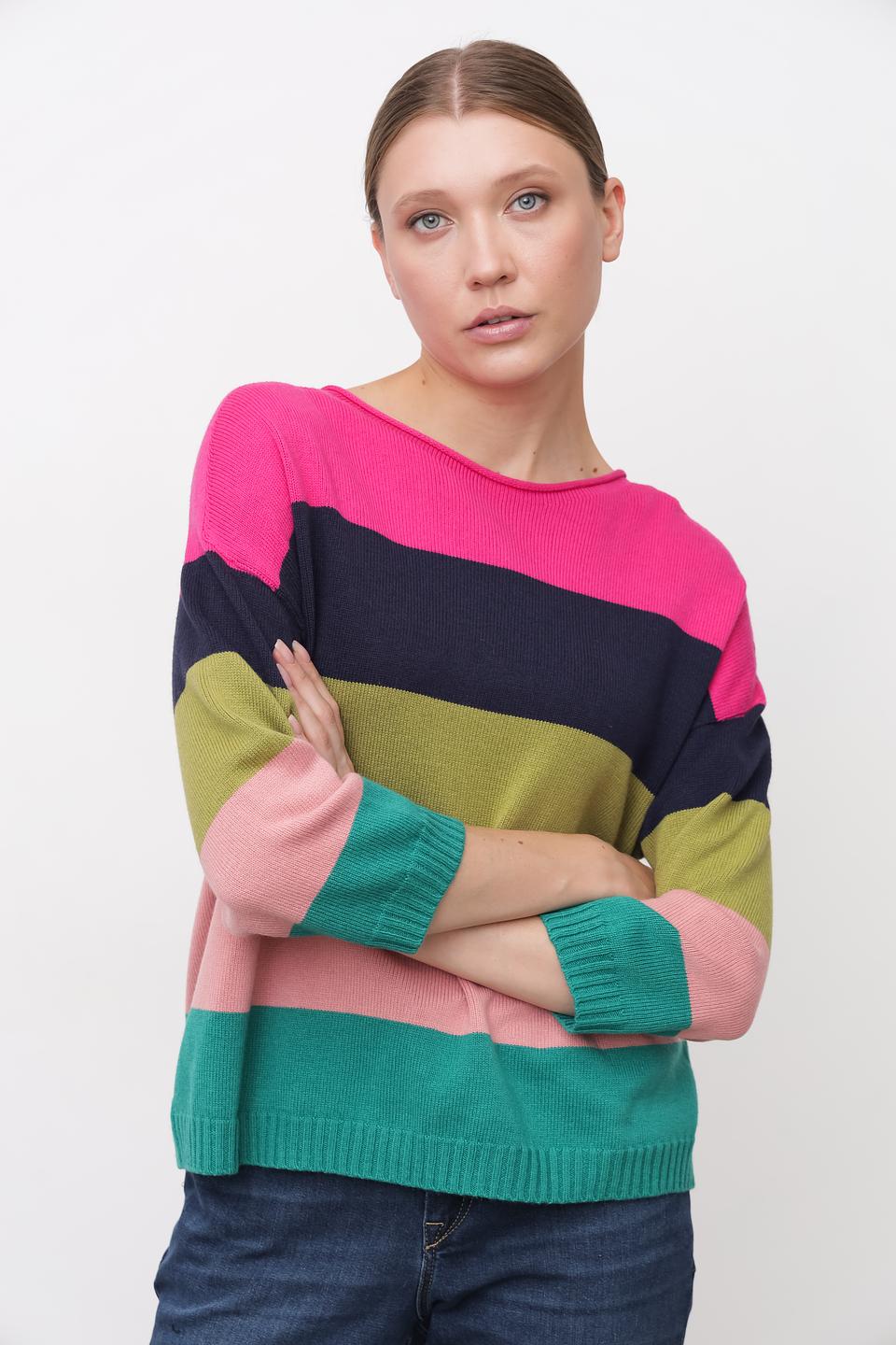 Пуловер Oui в полоску