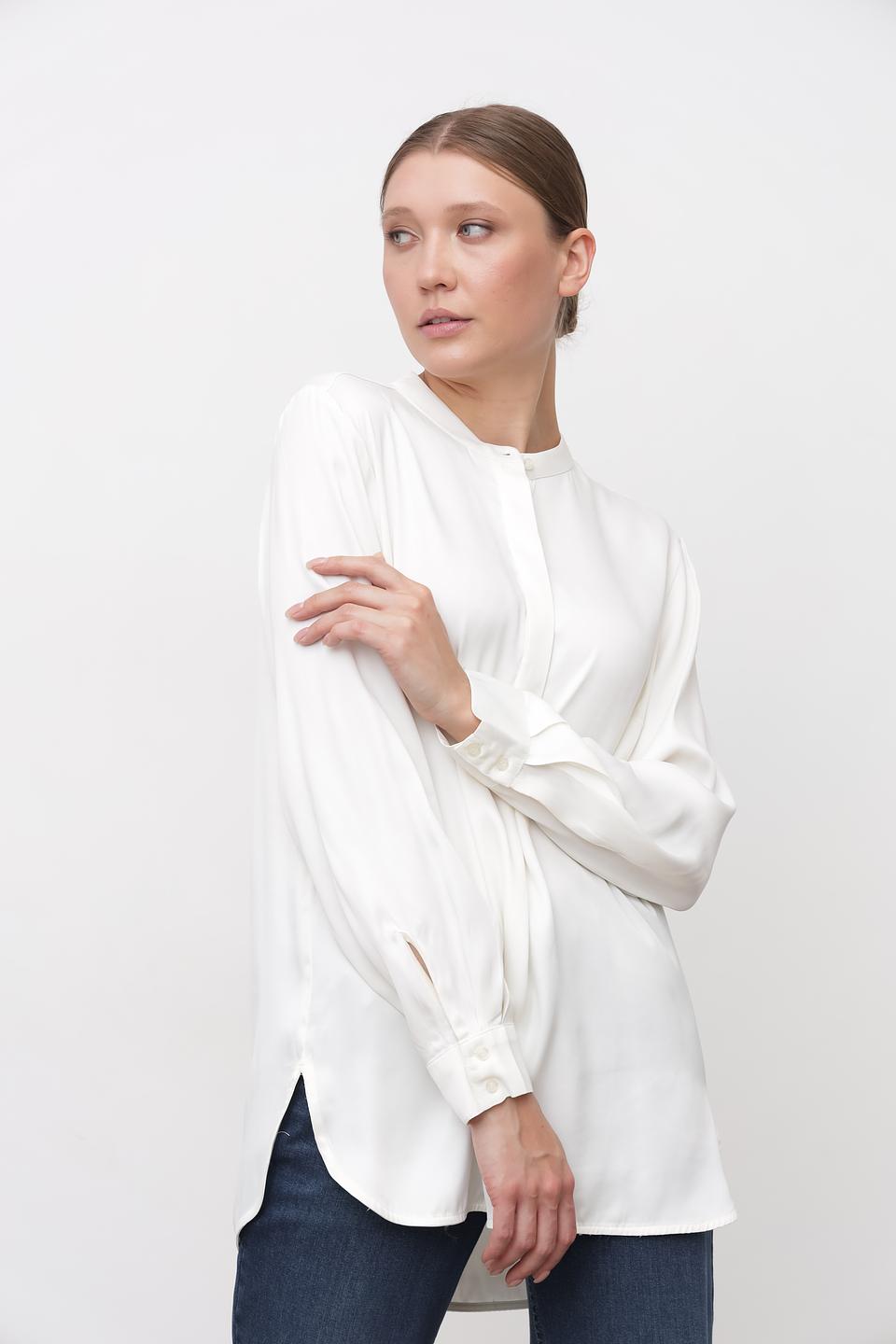 Рубашка Oui женская белая с рукавами-фонариками