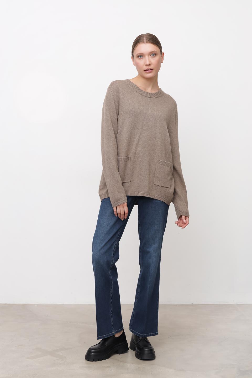 Пуловер Oui с карманами бежевый