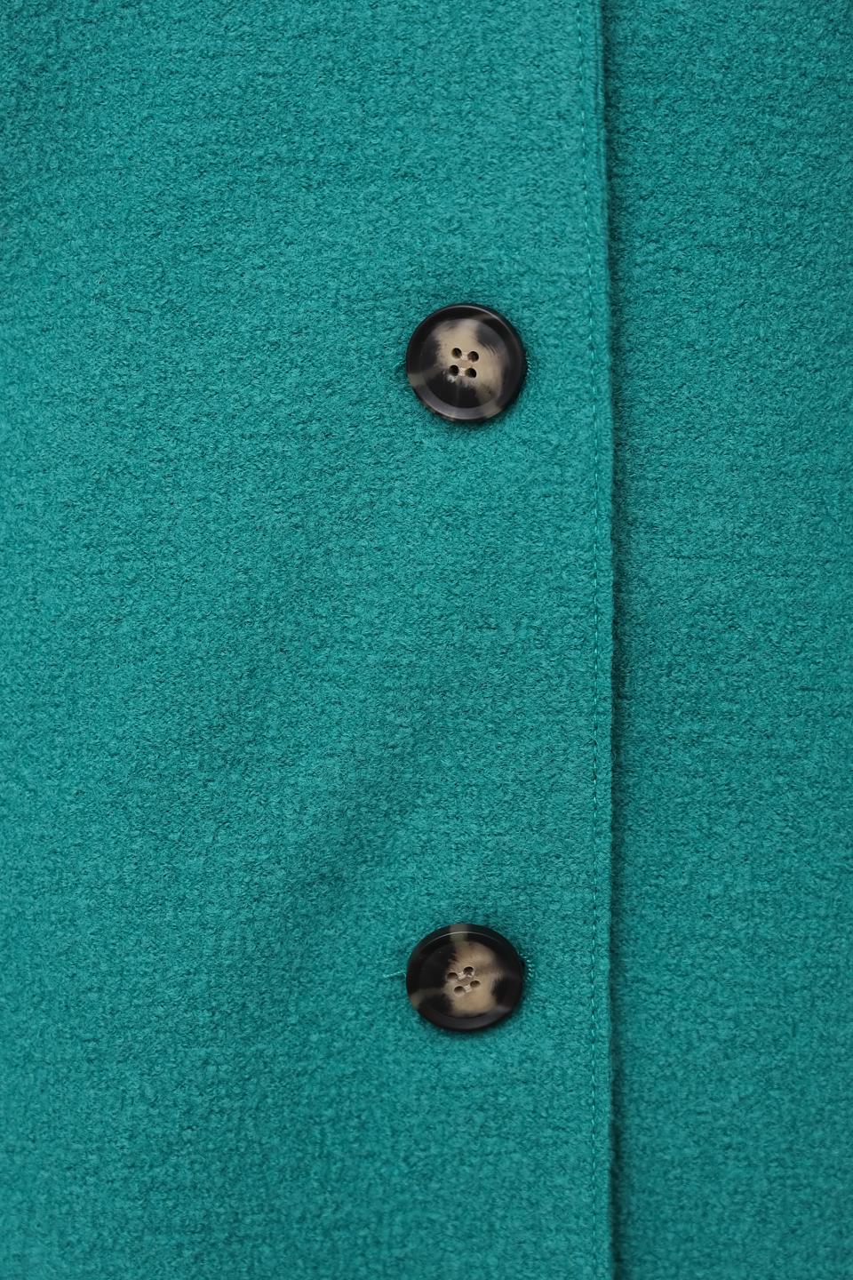 Пальто Oui зелёное приталенное