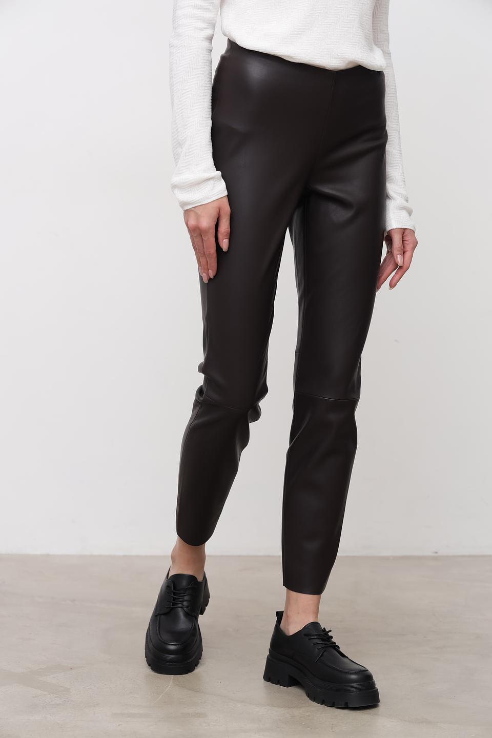 Брюки кожа Oui чёрные