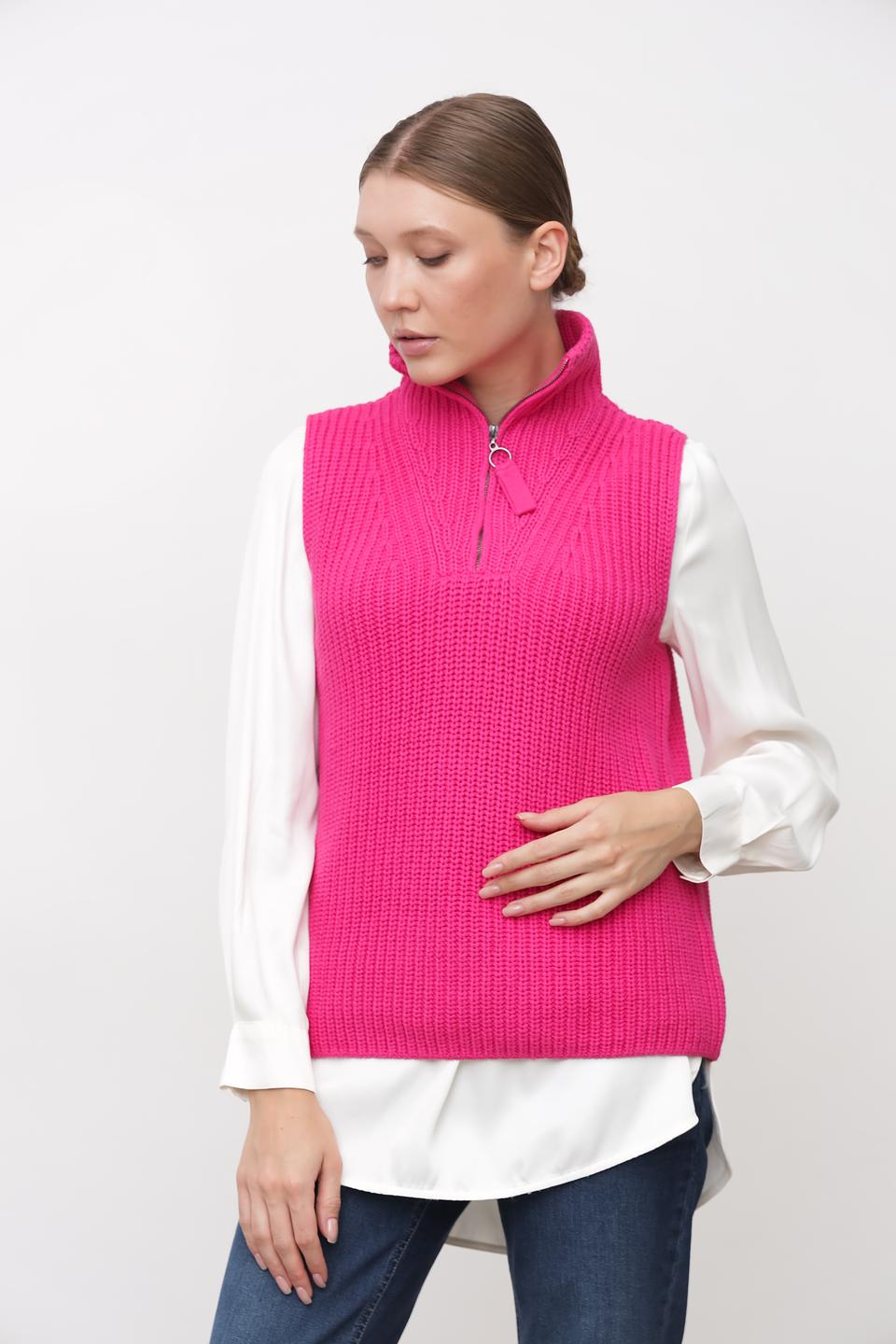 Жилет Oui вязаный фуксия