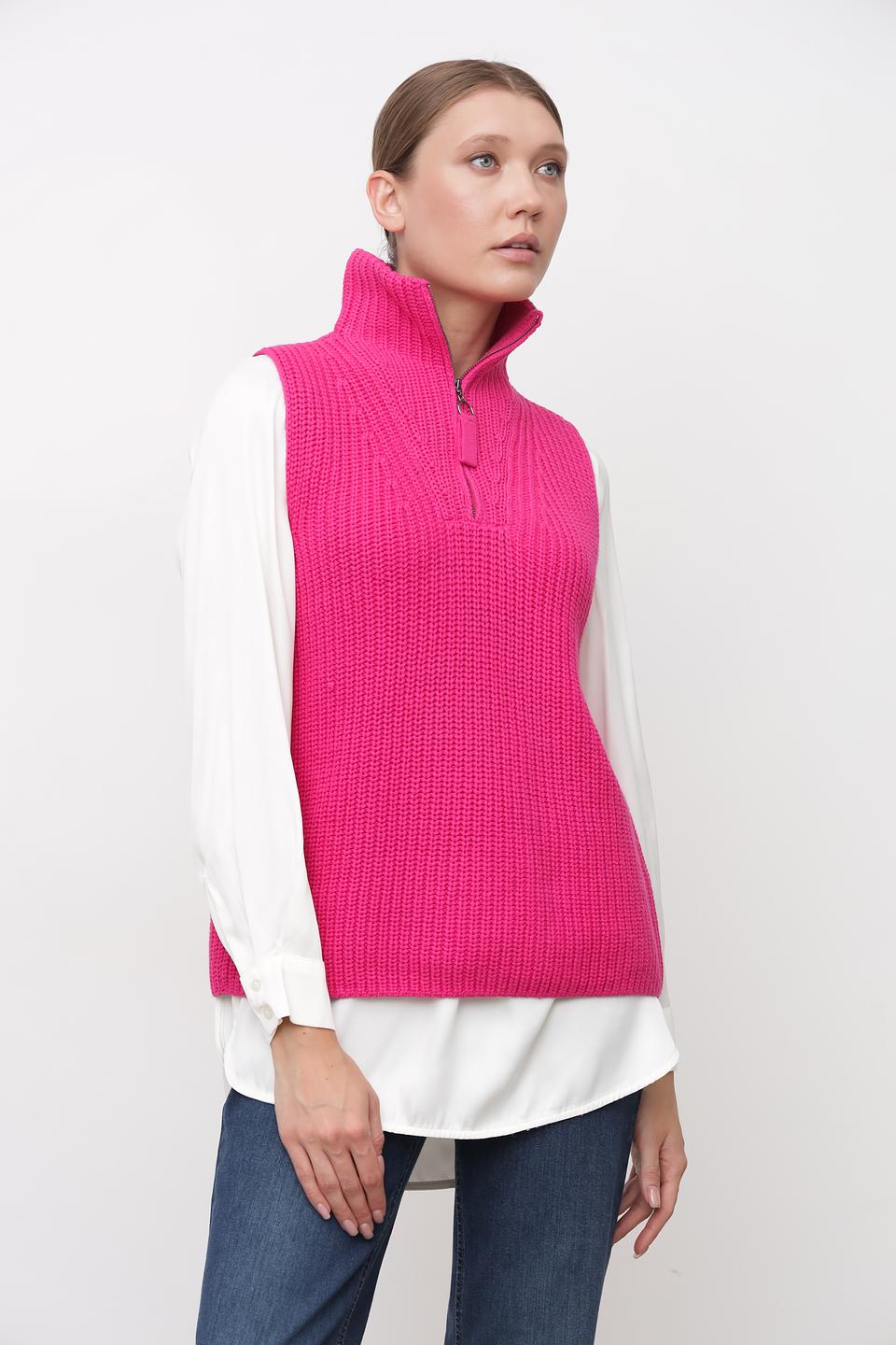 Жилет Oui вязаный фуксия