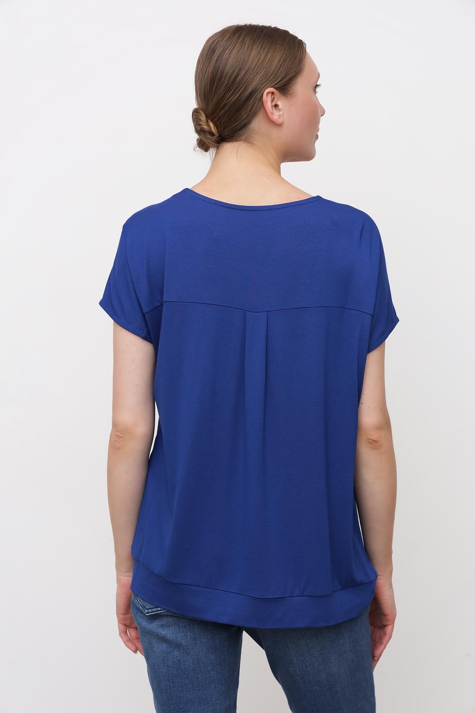 Блуза Bianca синяя с драпировкой