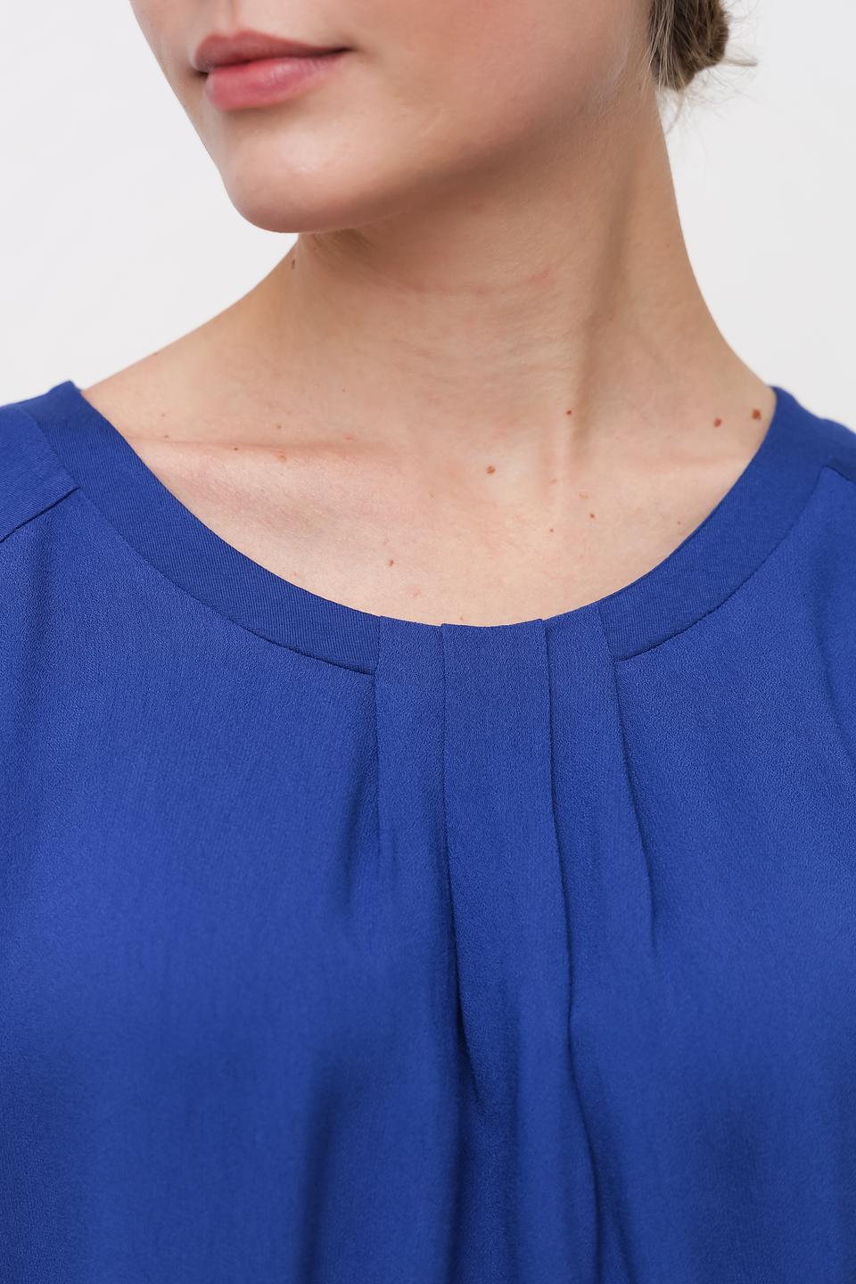 Блуза Bianca синяя с драпировкой