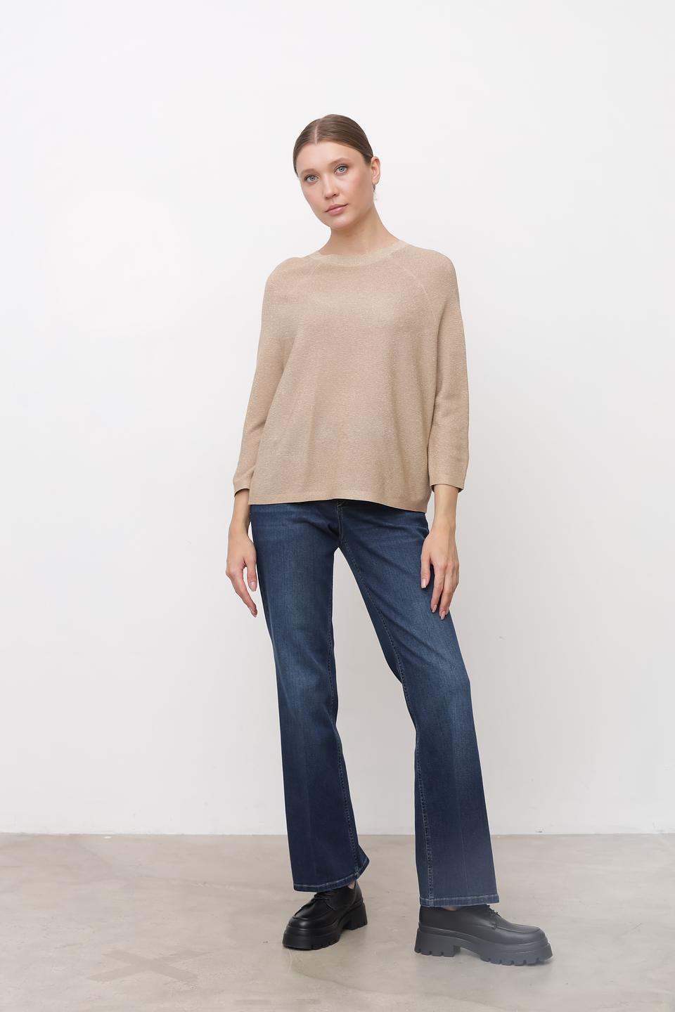 Пуловер Bianca с люрексом бежевый