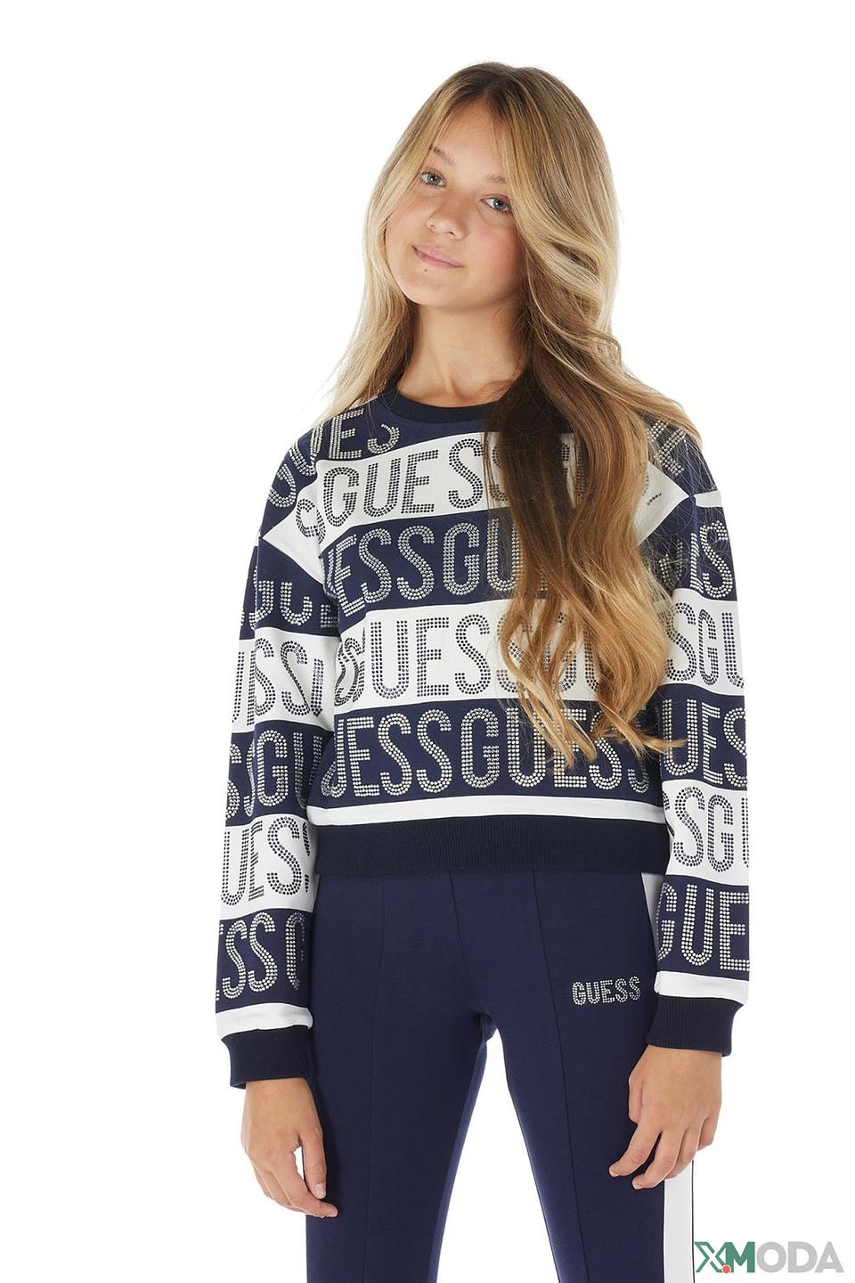 Джемпер Guess дев. с логотипом синий