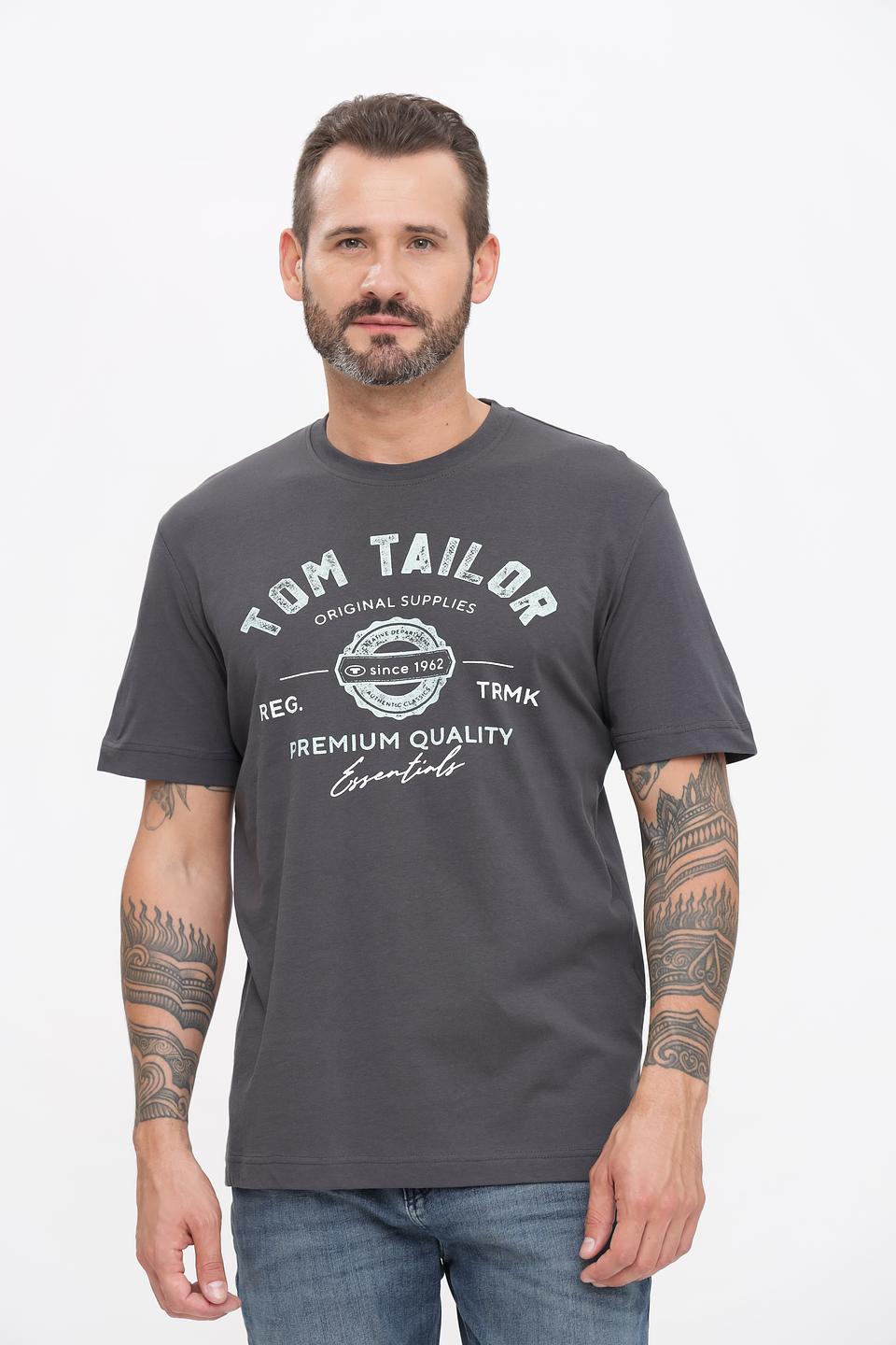 Футболка Tom Tailor серая с логотипом