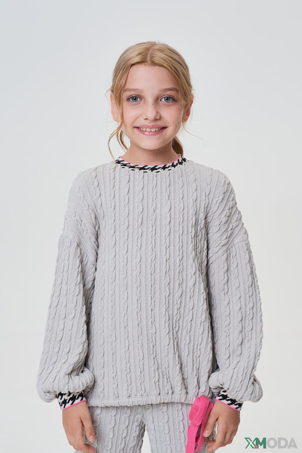 Джемпер Choupette дев. серый с косами