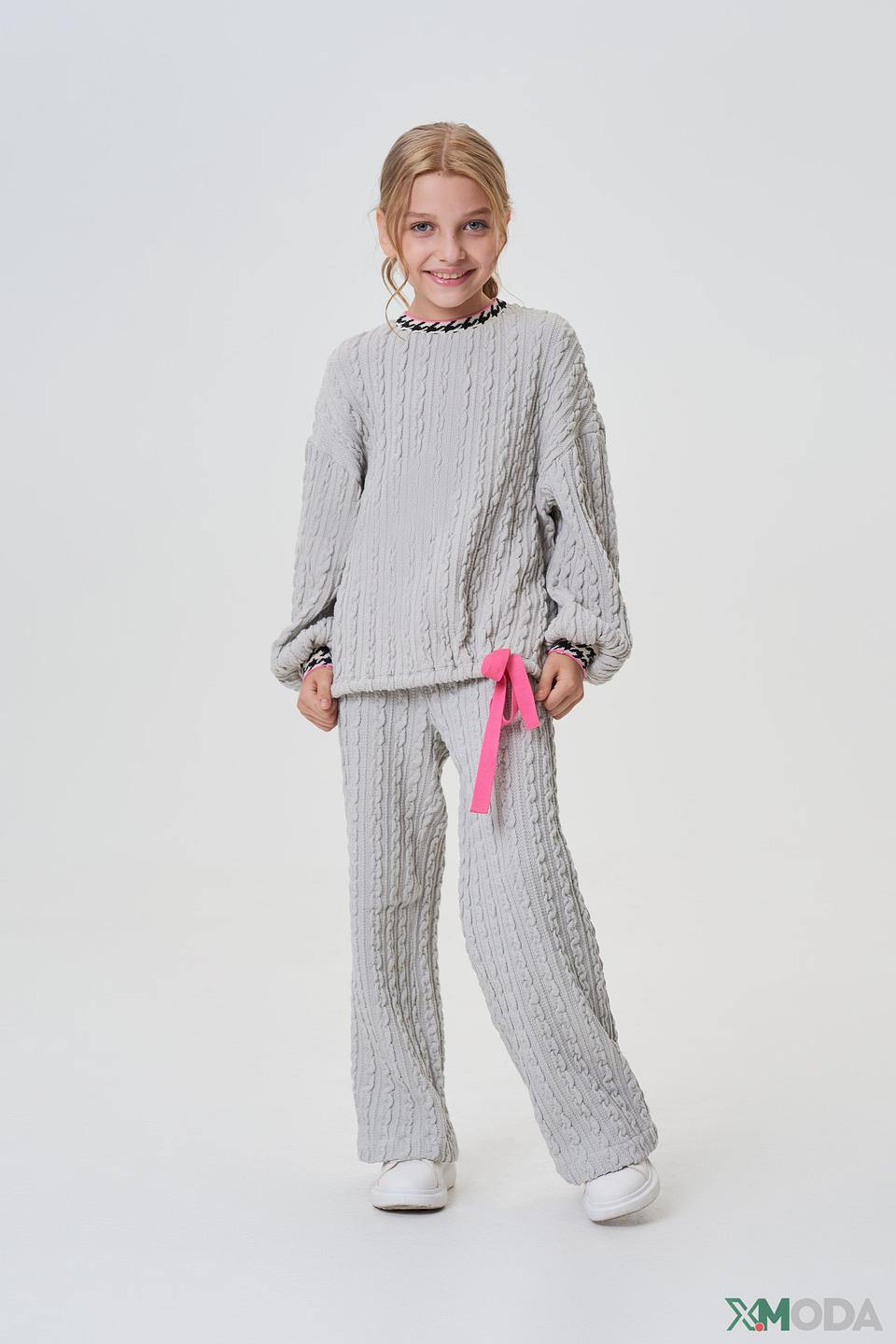Джемпер Choupette дев. серый с косами