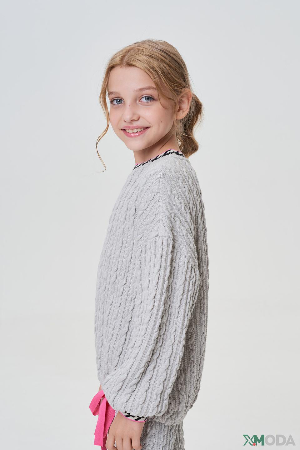 Джемпер Choupette дев. серый с косами