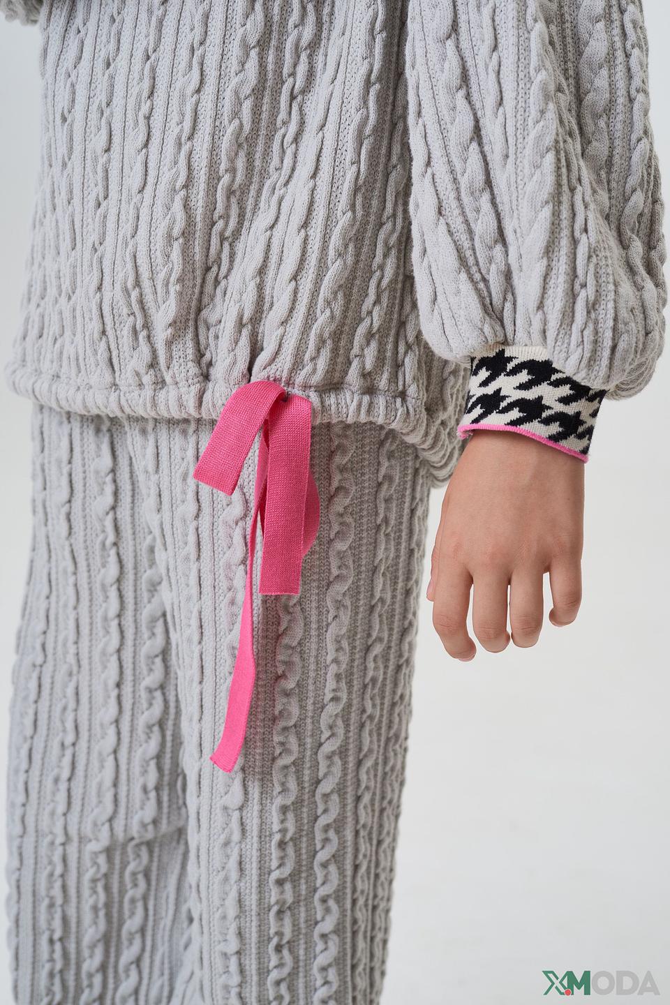 Джемпер Choupette дев. серый с косами