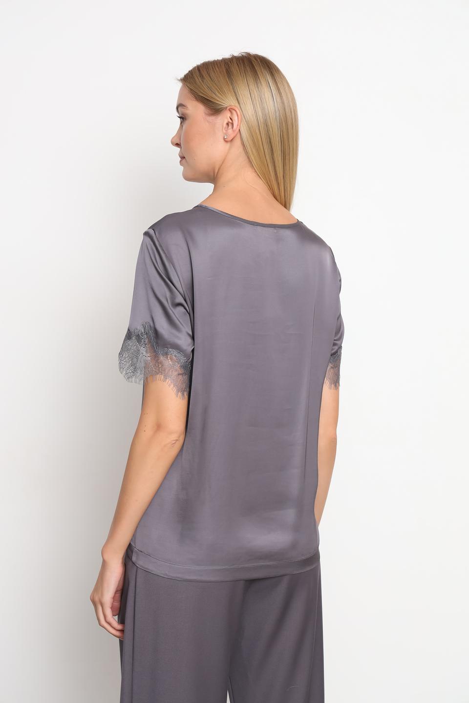 Блуза Patrizia Pepe серая с кружевом