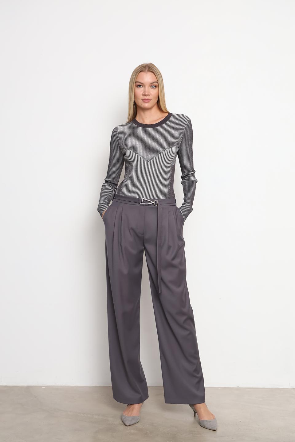 Джемпер Patrizia Pepe в полоску серый