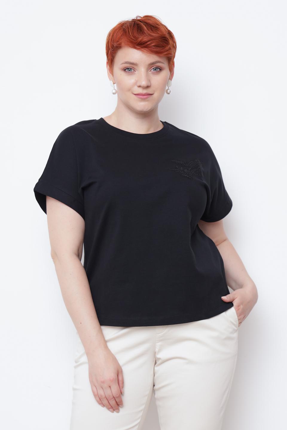 Футболка Taifun с вышивкой чёрная