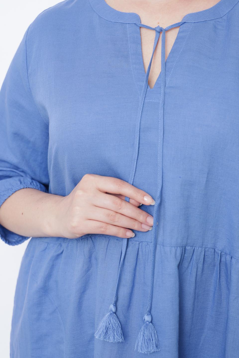 Платье Frapp голубое с завязками