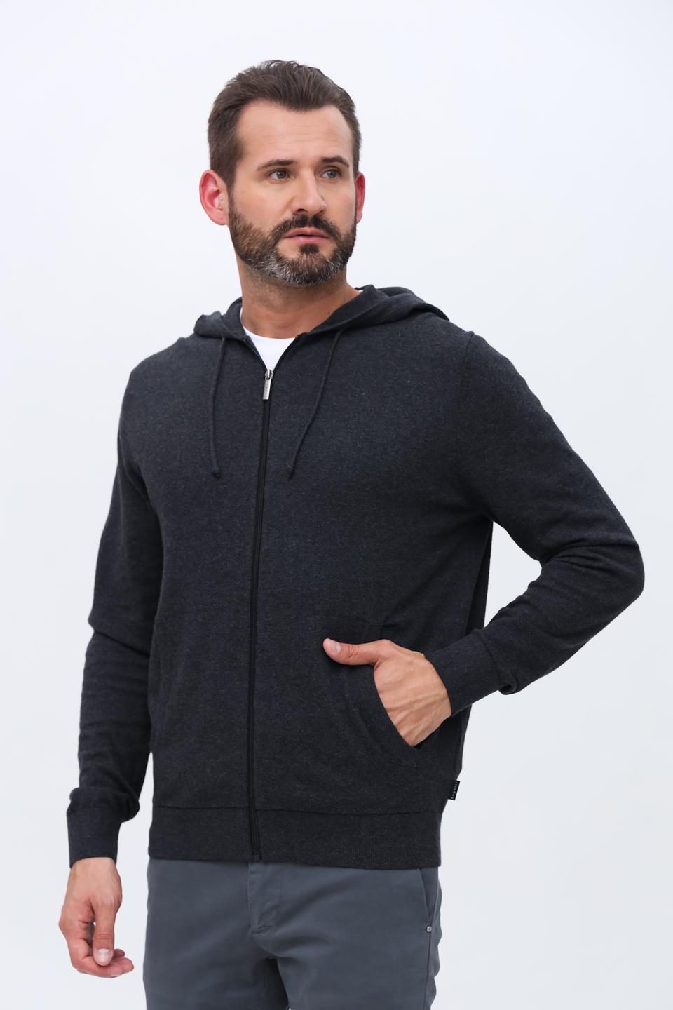 Кардиган Bugatti с капюшоном графитовый