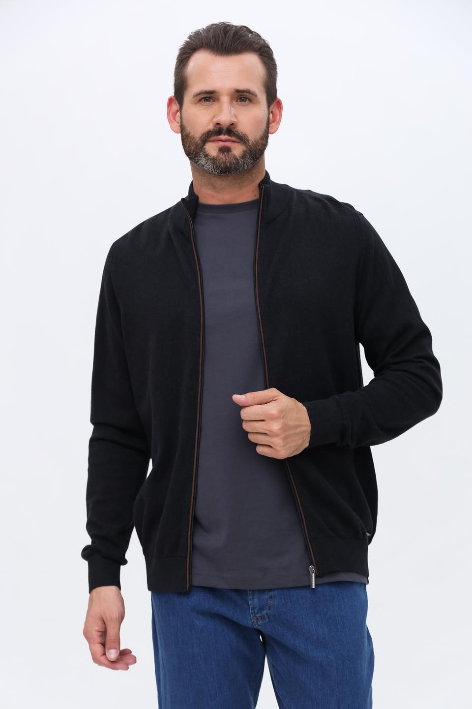 Кардиган Bugatti чёрный на молнии