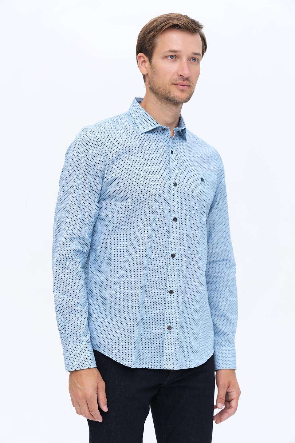 Рубашка Lerros с принтом голубой