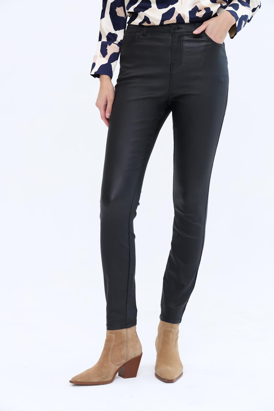 Джинсы Broadway эффект кожи чёрные