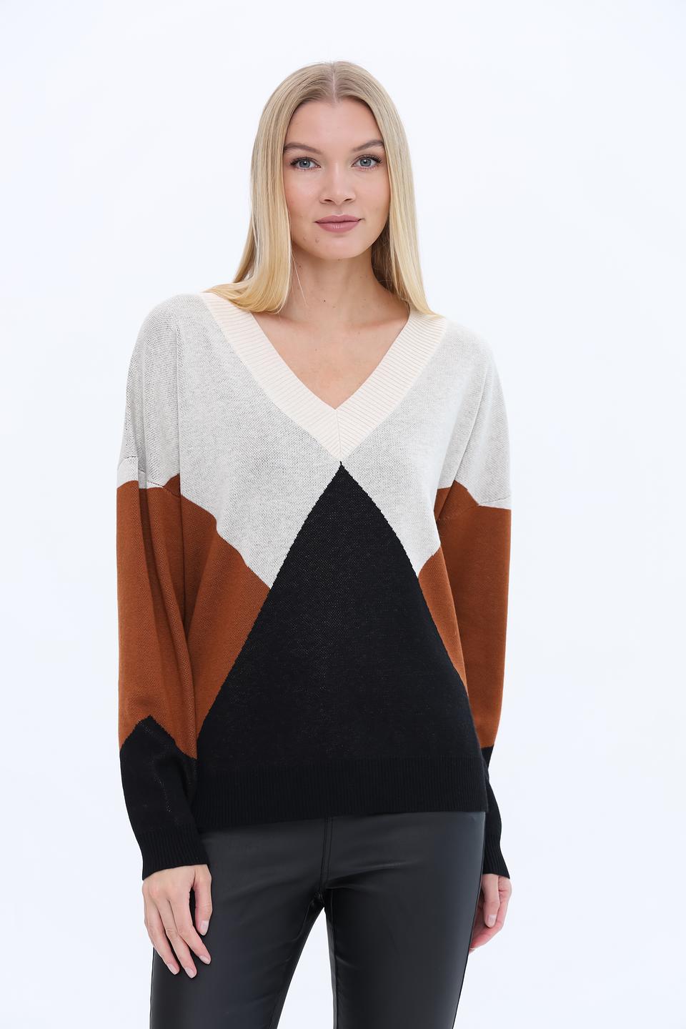 Пуловер UNQ женский V-образный