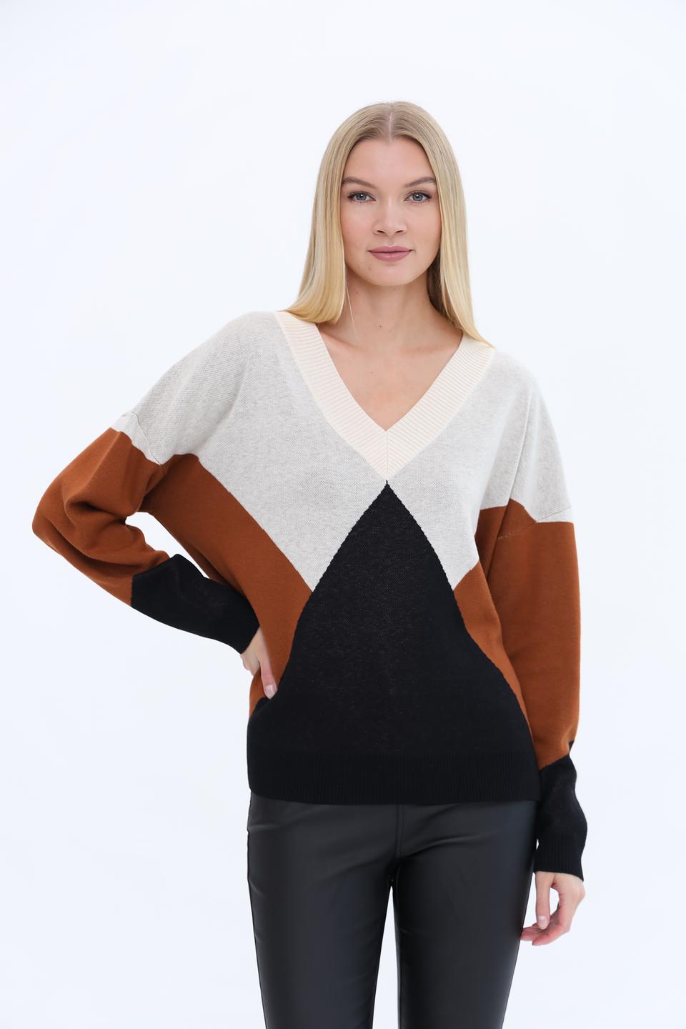 Пуловер UNQ женский V-образный