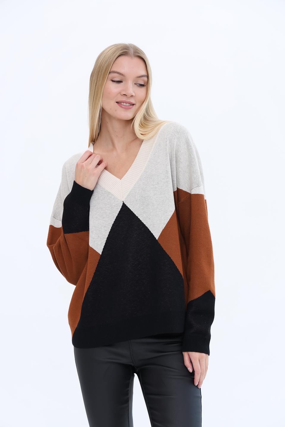 Пуловер UNQ женский V-образный