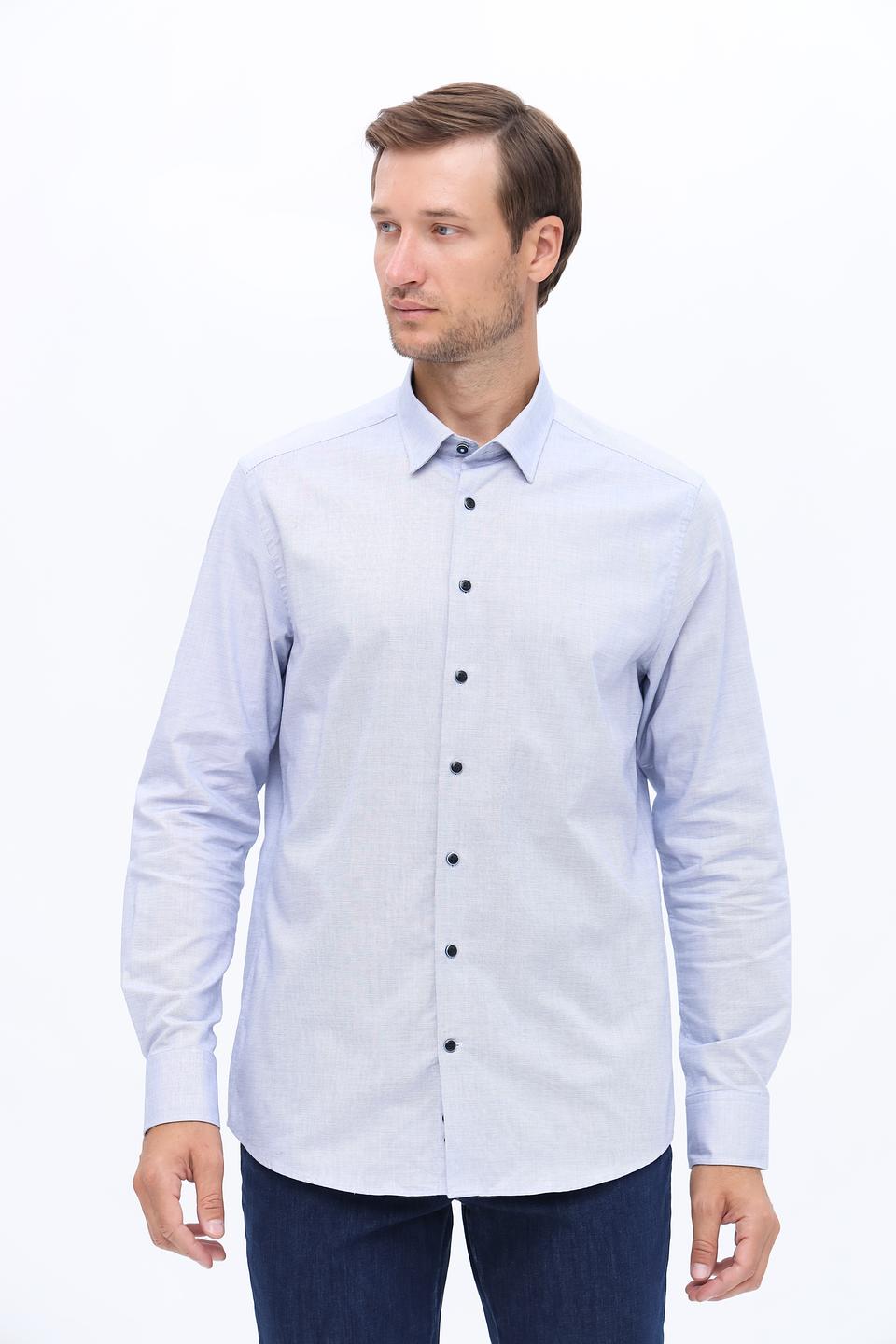 Рубашка Bugatti голубая приталенная