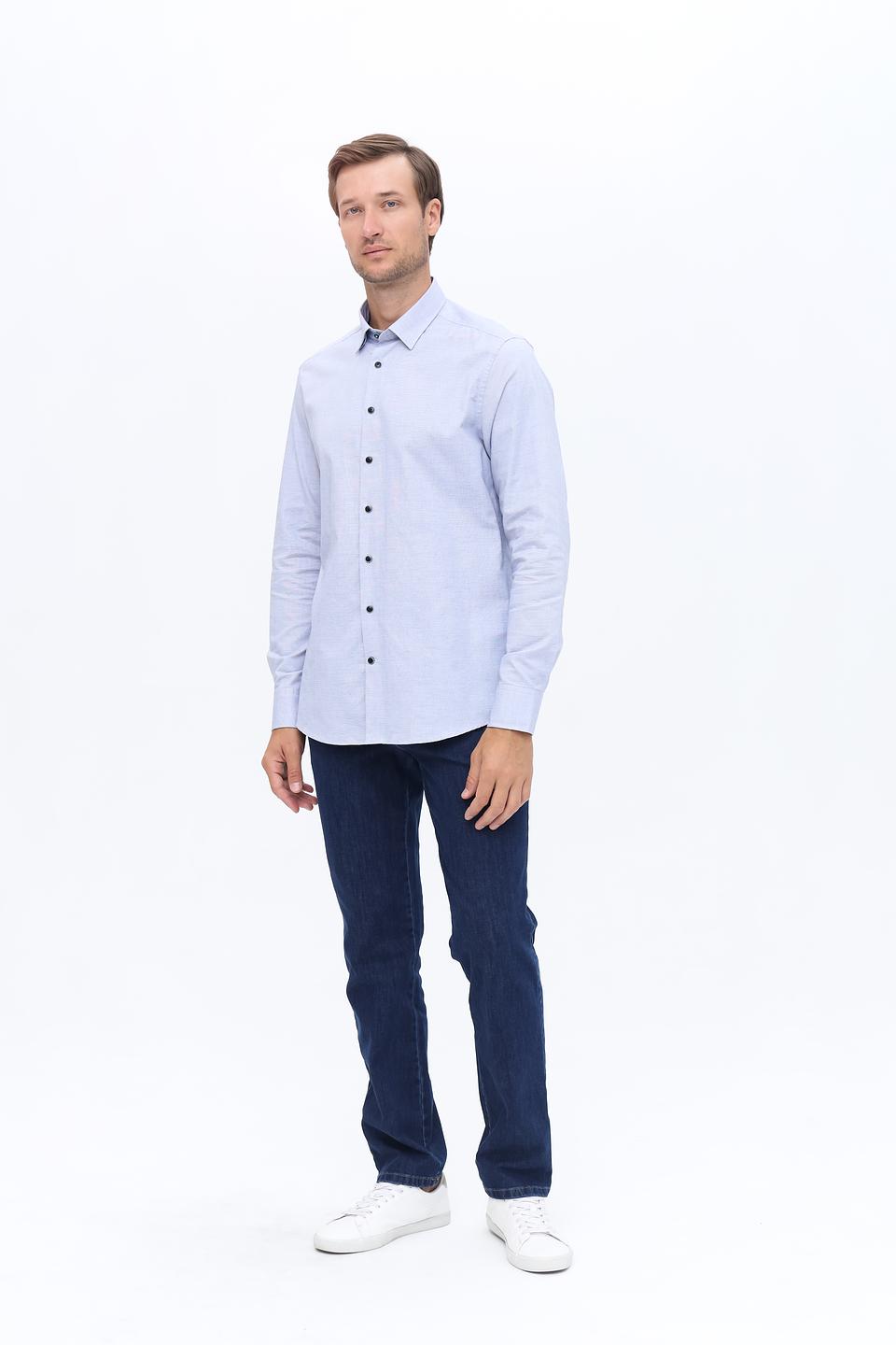 Рубашка Bugatti голубая приталенная