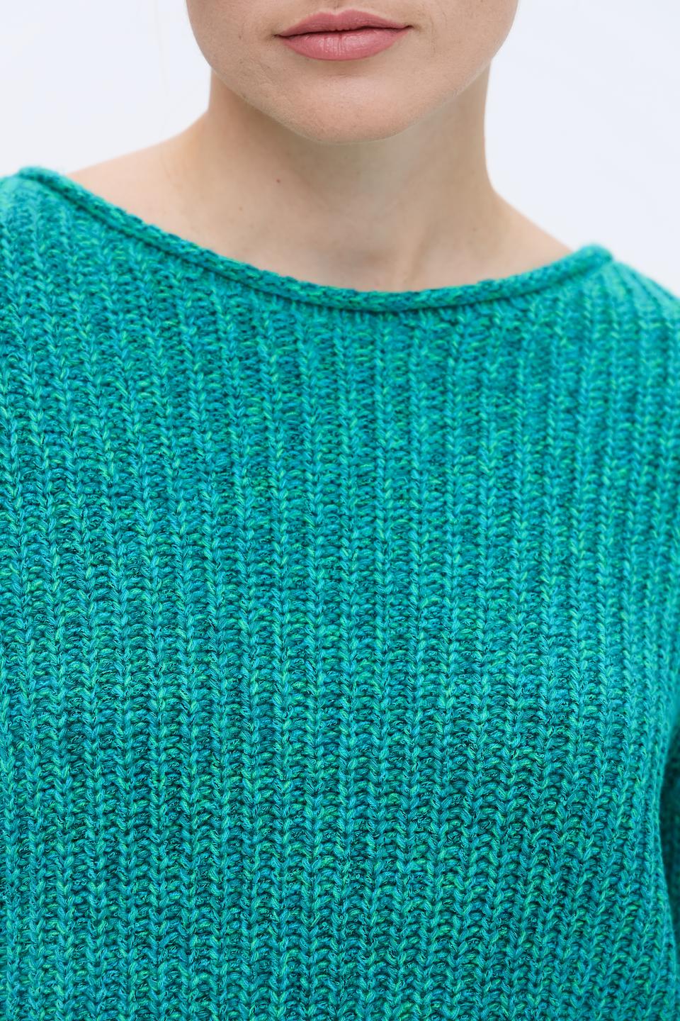 Пуловер Oui зелёный в рубчик