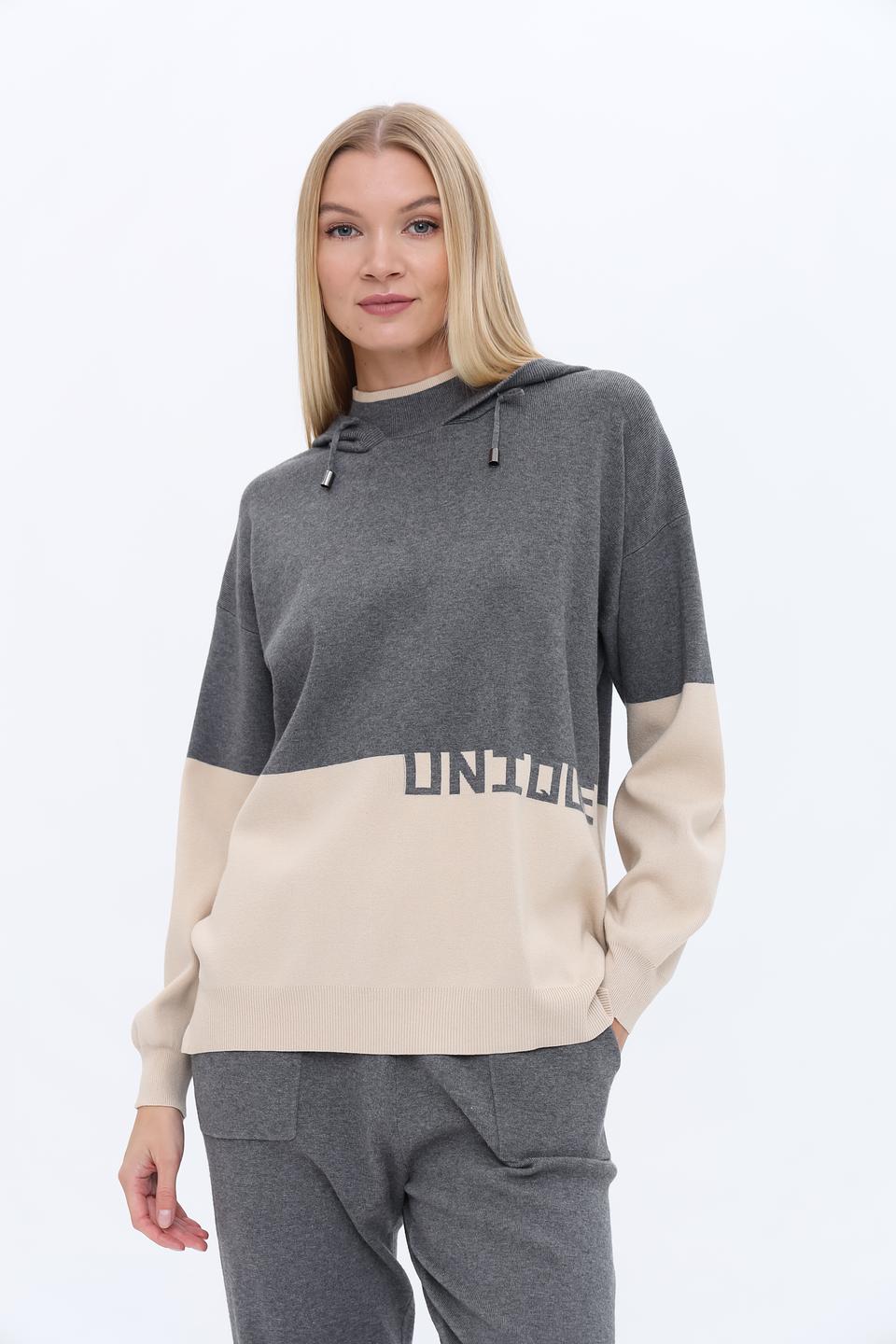 Пуловер UNQ с логотипом серый