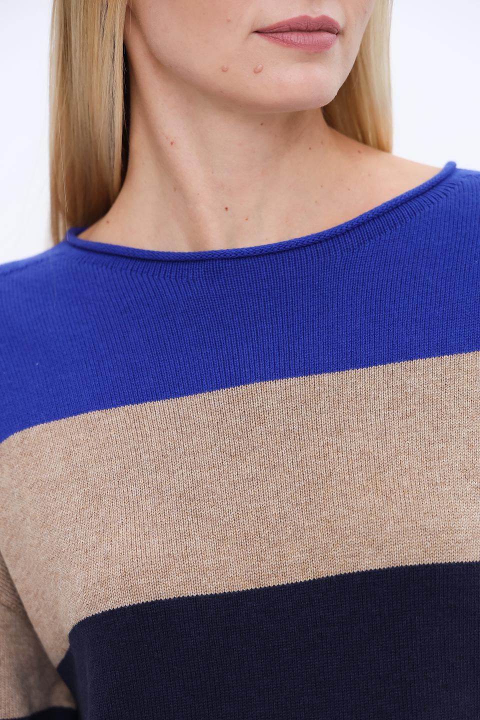 Пуловер Oui в полоску синий