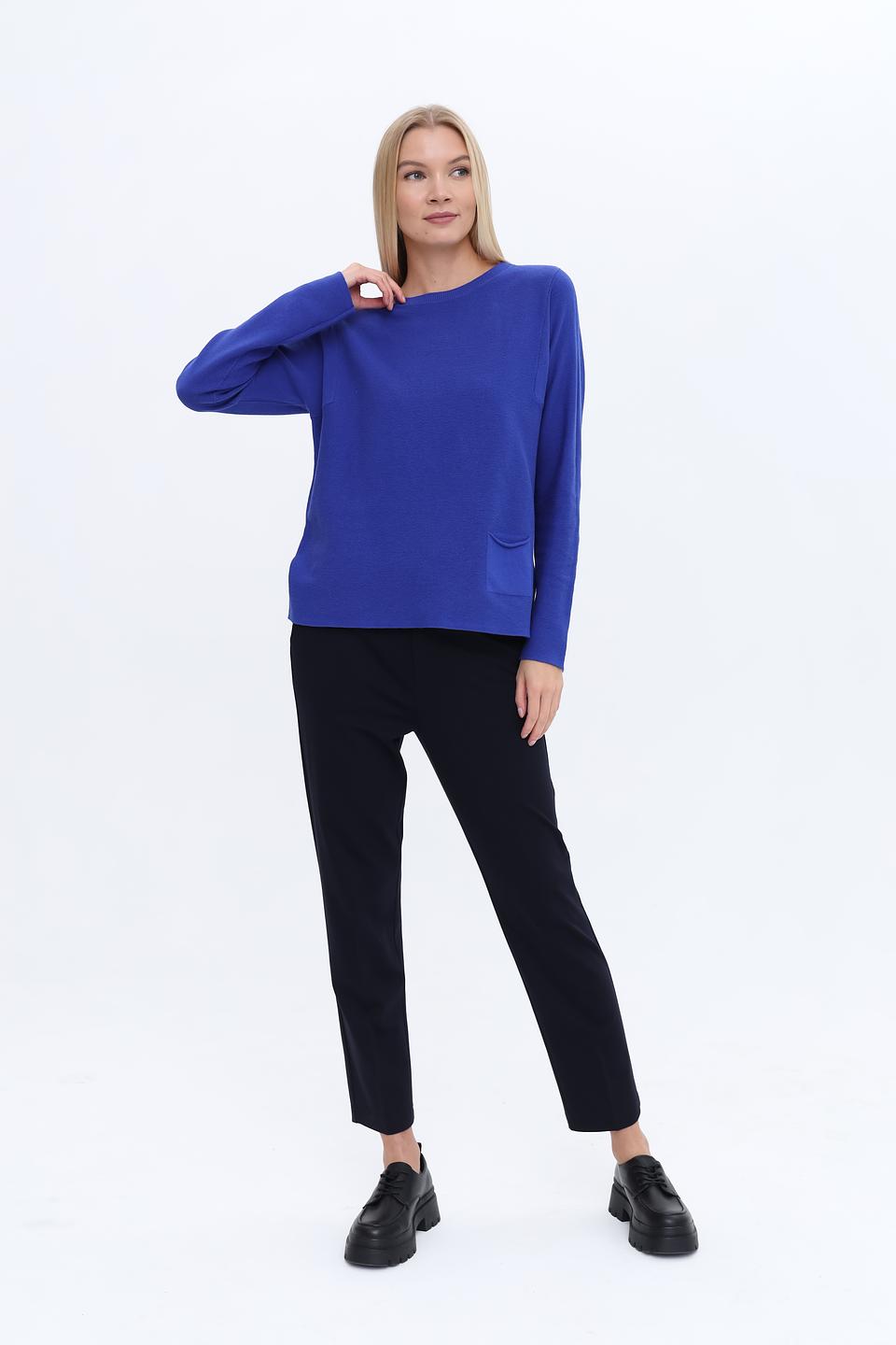 Пуловер Oui синий с карманом