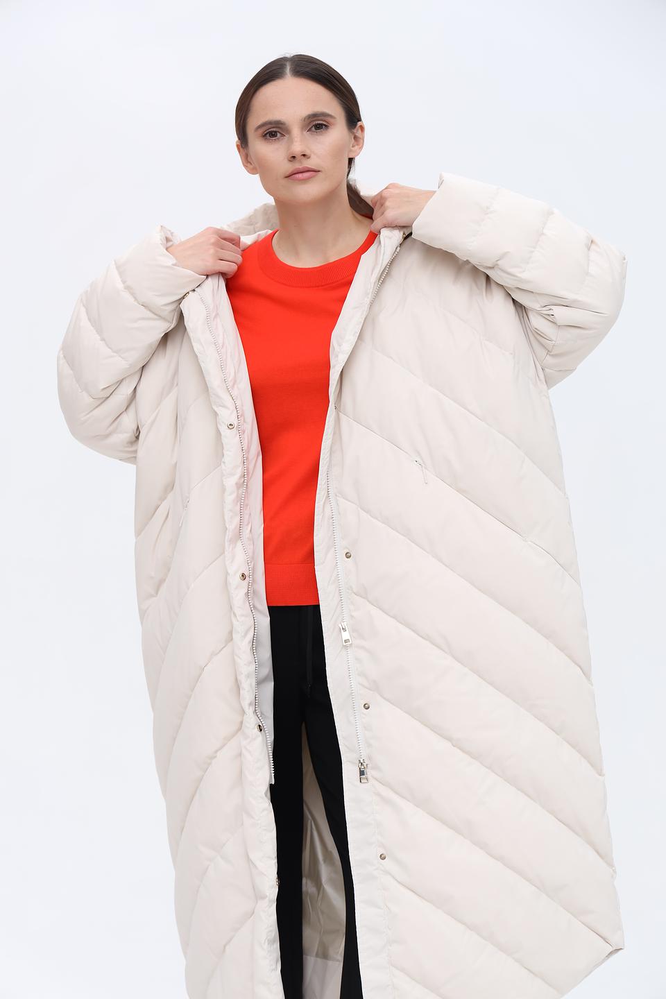 Пальто Marc Cain стеганое бежевое