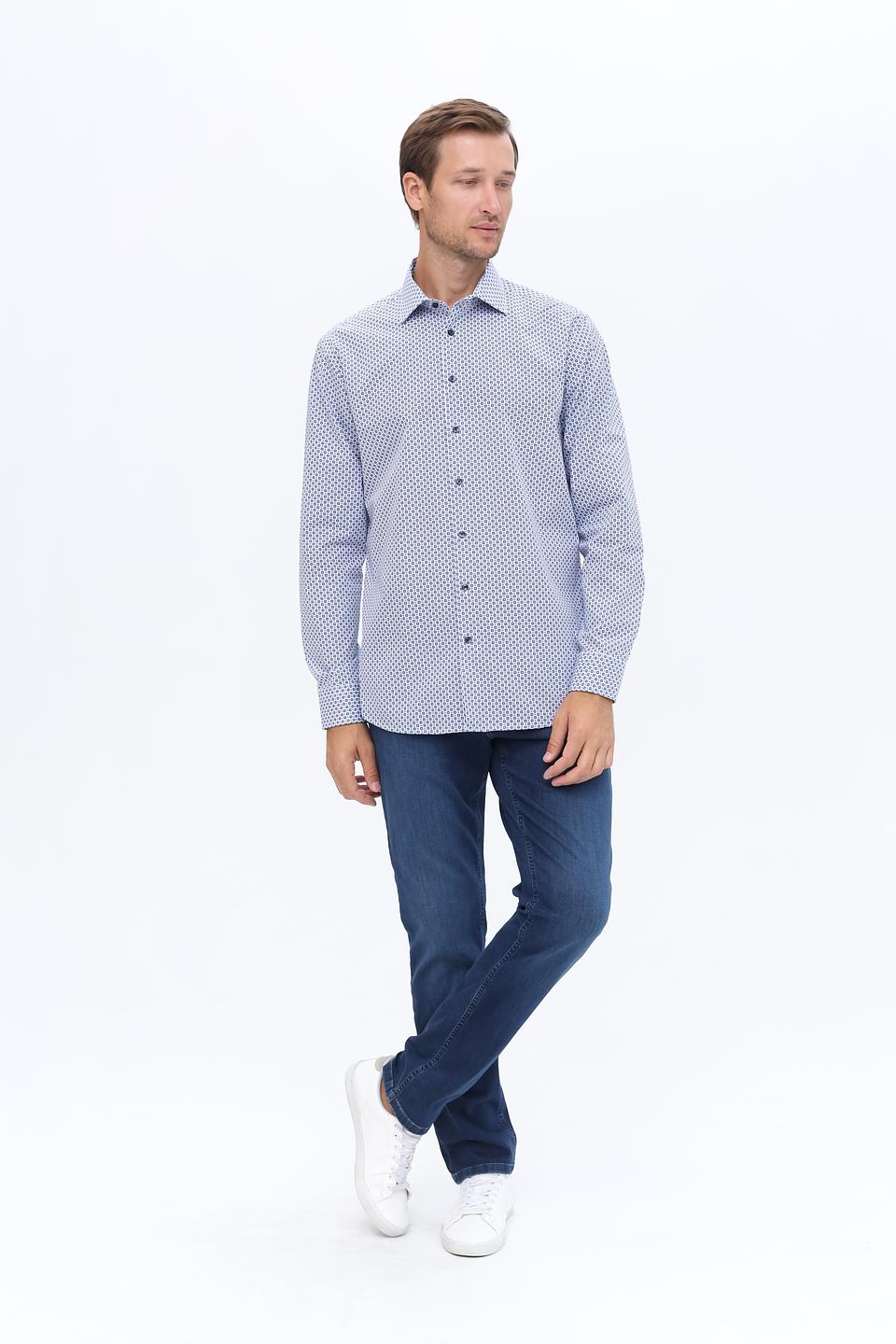 Рубашка Seidensticker с принтом голубой