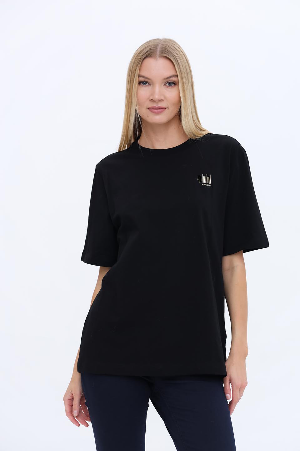 Футболка Marc Cain Collections чёрная с принтом