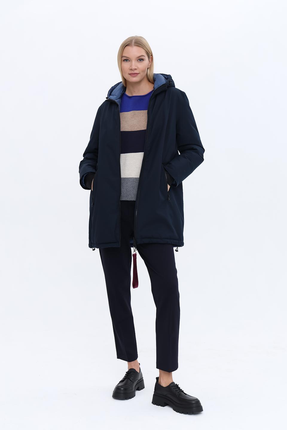 Пальто Lebek стеганое тёмно-синее